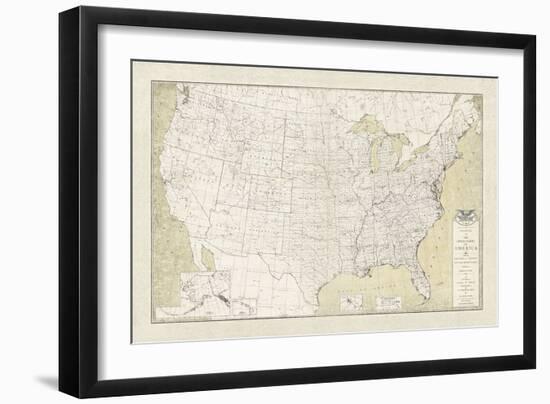 United States Outline Map-The Vintage Collection-Framed Giclee Print