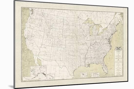 United States Outline Map-The Vintage Collection-Mounted Giclee Print