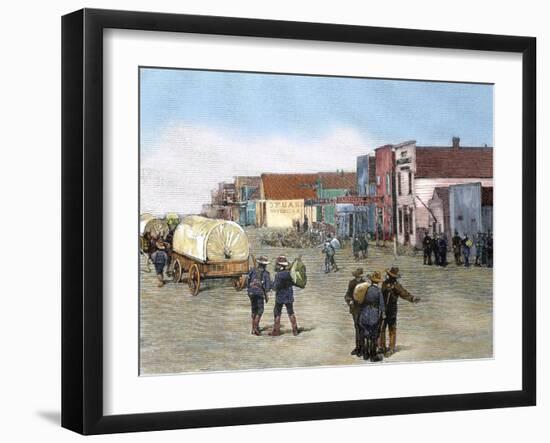 United States. Purcell. Oklahoma. Main Street after the Land Rush, 1889.-Tarker-Framed Giclee Print