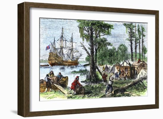 United States, State of Virginia: First Settlers to Build the City of Jamestown, Colony of Virginia-null-Framed Giclee Print