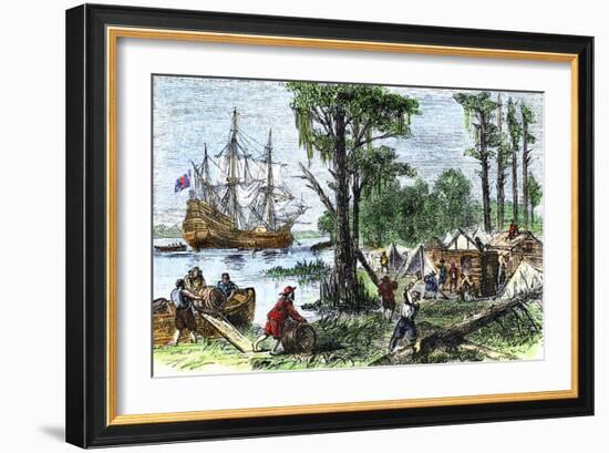 United States, State of Virginia: First Settlers to Build the City of Jamestown, Colony of Virginia-null-Framed Giclee Print