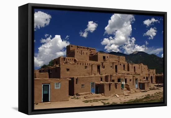 United States, Taos Pueblo, Adobe Buildings-null-Framed Premier Image Canvas