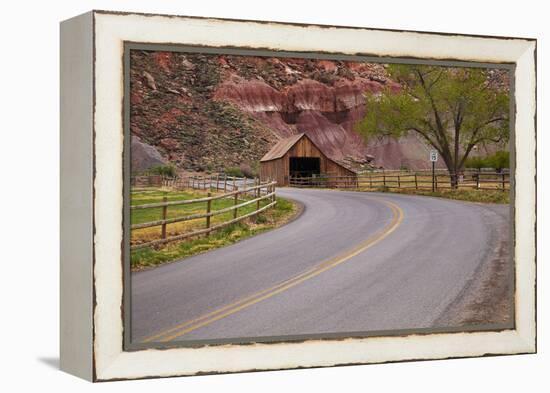 United States, Utah, Capitol Reef National Park, Historic Wooden Barn at Fruita-David Wall-Framed Premier Image Canvas