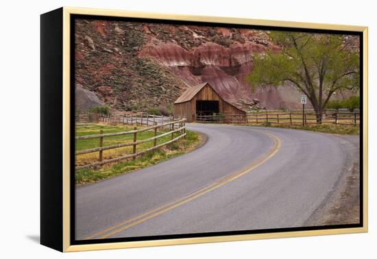 United States, Utah, Capitol Reef National Park, Historic Wooden Barn at Fruita-David Wall-Framed Premier Image Canvas