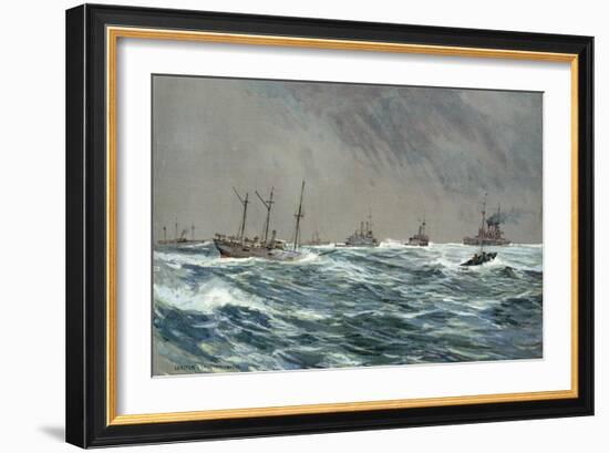 United States War-Ships in a Blow-Squally Weather Off the Cuban Coast-Carlton T. Chapman-Framed Giclee Print