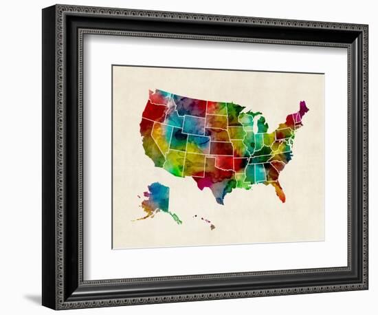 United States Watercolor Map-Michael Tompsett-Framed Art Print