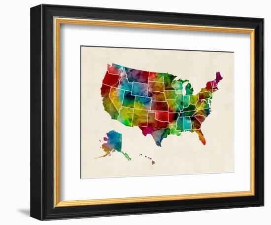 United States Watercolor Map-Michael Tompsett-Framed Art Print