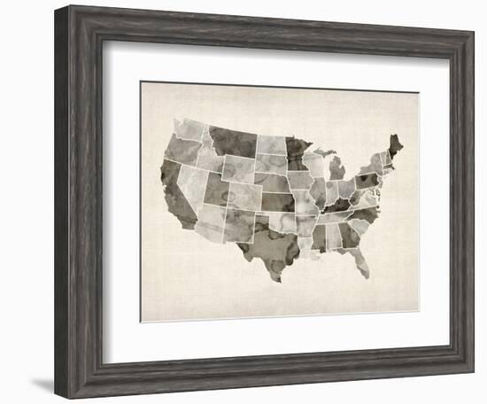 United States Watercolor Map-Michael Tompsett-Framed Art Print