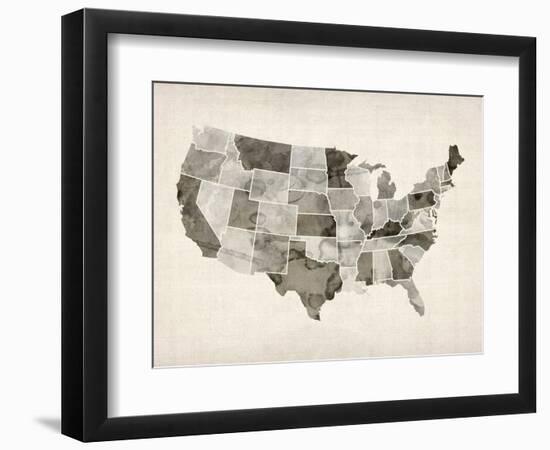 United States Watercolor Map-Michael Tompsett-Framed Art Print