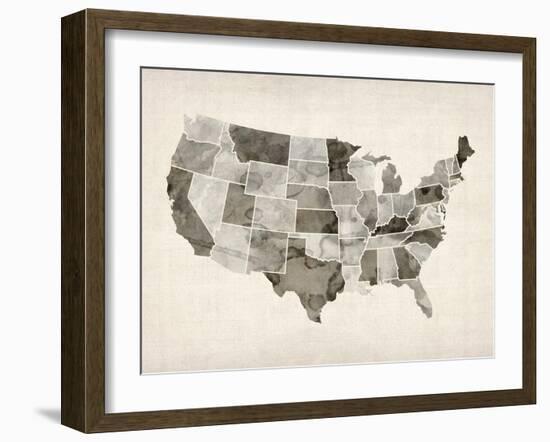 United States Watercolor Map-Michael Tompsett-Framed Art Print