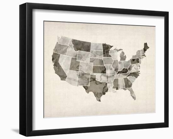 United States Watercolor Map-Michael Tompsett-Framed Art Print