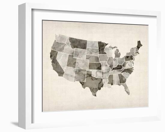 United States Watercolor Map-Michael Tompsett-Framed Art Print