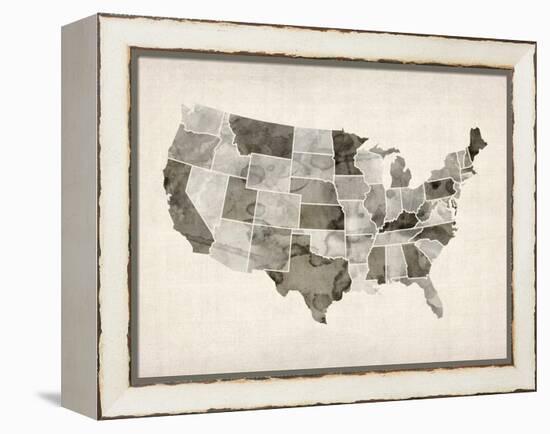 United States Watercolor Map-Michael Tompsett-Framed Stretched Canvas