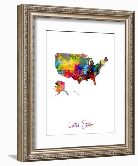 United States Watercolor Map-Michael Tompsett-Framed Art Print