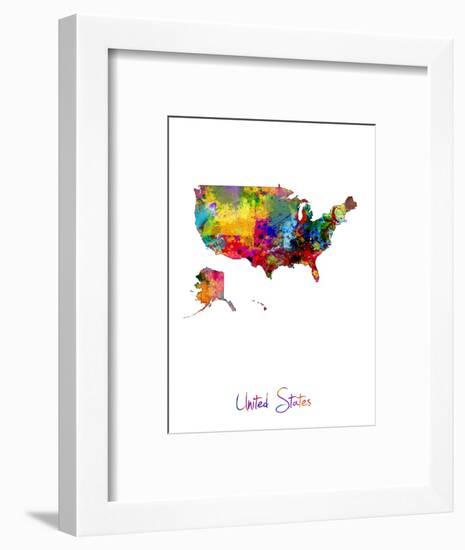 United States Watercolor Map-Michael Tompsett-Framed Art Print