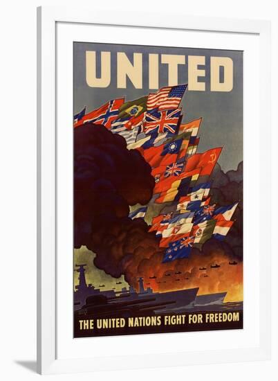 United The United Nations Fight for Freedom WWII War Propaganda-null-Framed Art Print