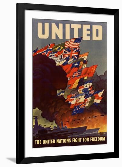 United The United Nations Fight for Freedom WWII War Propaganda-null-Framed Art Print