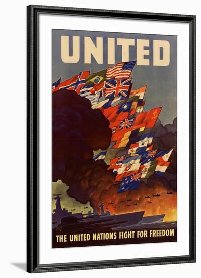 United The United Nations Fight for Freedom WWII War Propaganda-null-Framed Art Print