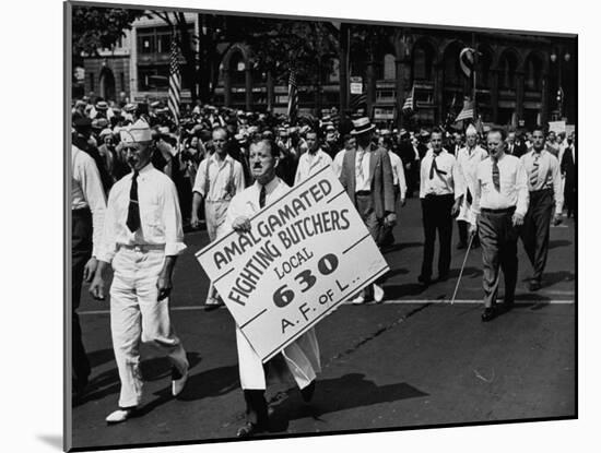 Units of the American Federation of Labor Marching in the Labor Day Parade-null-Mounted Photographic Print