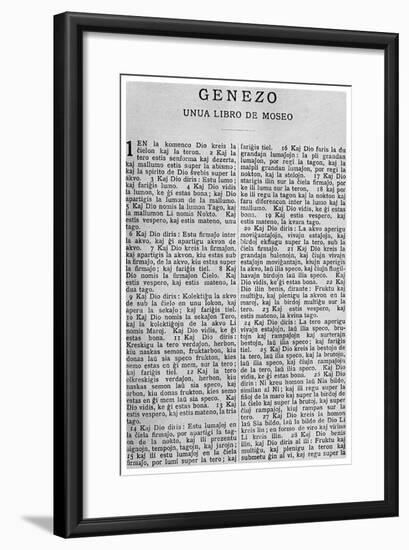 Universal Language: the First Page of the Bible in Esperanto, 1956-null-Framed Giclee Print