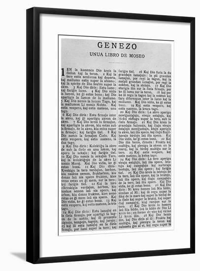 Universal Language: the First Page of the Bible in Esperanto, 1956-null-Framed Giclee Print