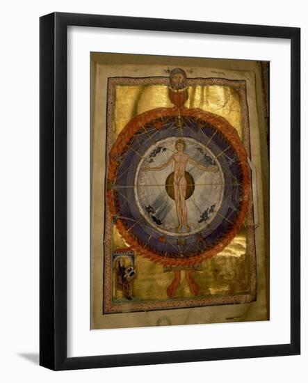 Universal Man, illumination from Hildegard von Bingen's "Liber Divinorum Operum"-Werner Forman-Framed Giclee Print