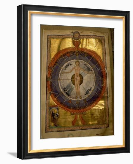 Universal Man, illumination from Hildegard von Bingen's "Liber Divinorum Operum"-Werner Forman-Framed Giclee Print