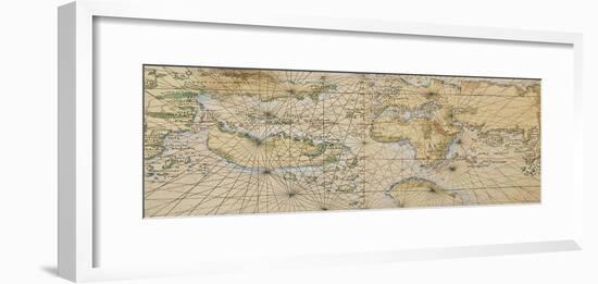 Universal Marine, World Sea on Illustrated Parchment, Circa 1508-Francesco Rosselli-Framed Giclee Print