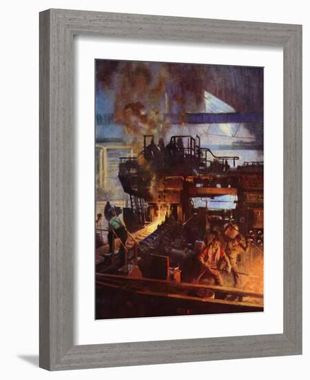 Universal Mill at the Birmingham Works of Henry Wiggin (Colour Litho)-Terence Cuneo-Framed Giclee Print