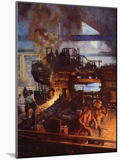 Universal Mill at the Birmingham Works of Henry Wiggin (Colour Litho)-Terence Cuneo-Mounted Giclee Print