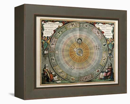 Universe on the Model of Copernicus with Sun in Center-Andreas Cellarius-Framed Stretched Canvas