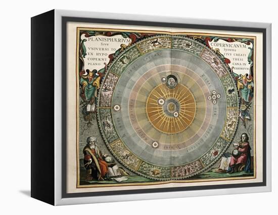 Universe on the Model of Copernicus with Sun in Center-Andreas Cellarius-Framed Stretched Canvas