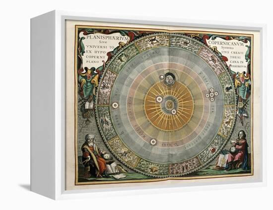 Universe on the Model of Copernicus with Sun in Center-Andreas Cellarius-Framed Stretched Canvas