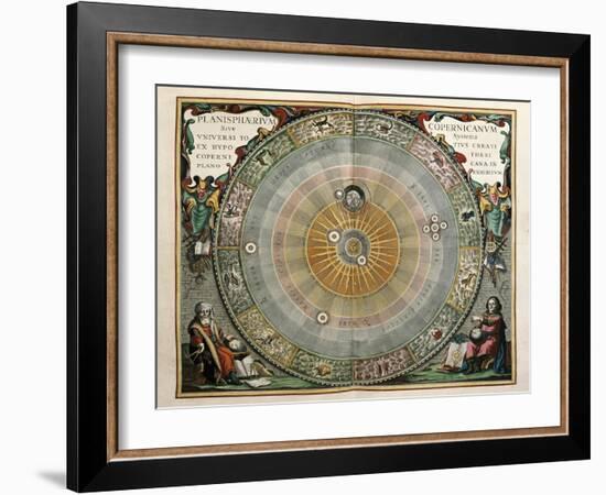 Universe on the Model of Copernicus with Sun in Center-Andreas Cellarius-Framed Art Print