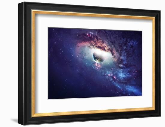 Universe Scene with Planets, Stars and Galaxies in Outer Space Showing the Beauty of Space Explorat-Vadim Sadovski-Framed Photographic Print