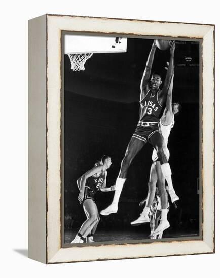 University of Kansas Basketball Star Wilt Chamberlain Playing in a Game-George Silk-Framed Premier Image Canvas