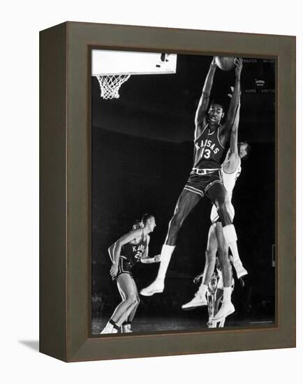 University of Kansas Basketball Star Wilt Chamberlain Playing in a Game-George Silk-Framed Premier Image Canvas