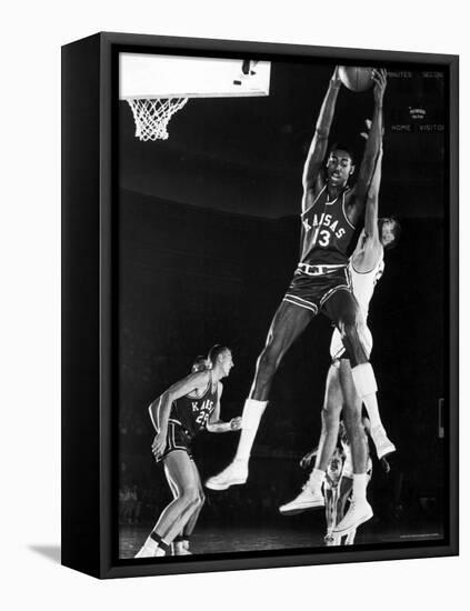 University of Kansas Basketball Star Wilt Chamberlain Playing in a Game-George Silk-Framed Premier Image Canvas