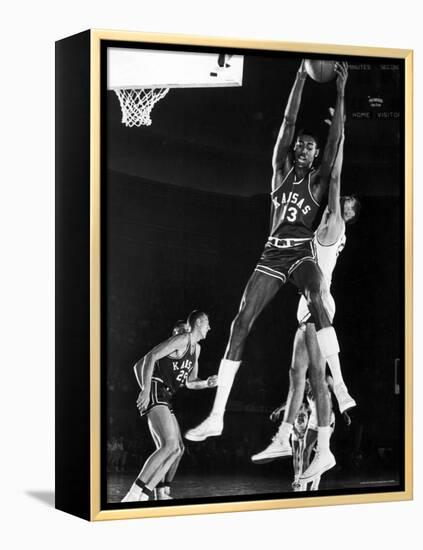 University of Kansas Basketball Star Wilt Chamberlain Playing in a Game-George Silk-Framed Premier Image Canvas