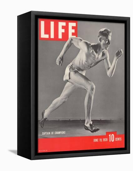 University of Southern California Track Star Payton Jordan Caught in Full Stride, June 19, 1939-Gjon Mili-Framed Premier Image Canvas