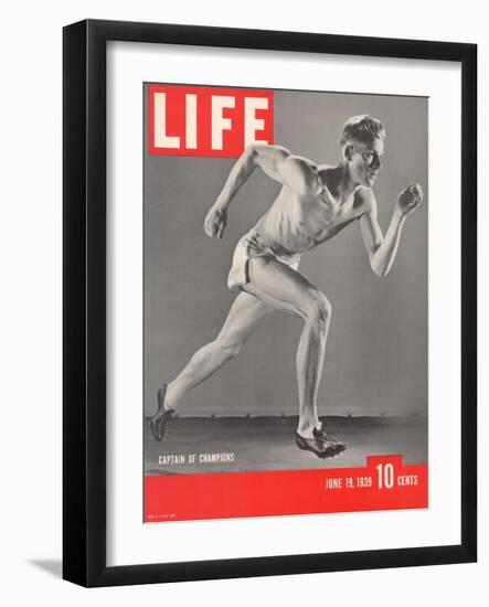 University of Southern California Track Star Payton Jordan Caught in Full Stride, June 19, 1939-Gjon Mili-Framed Photographic Print