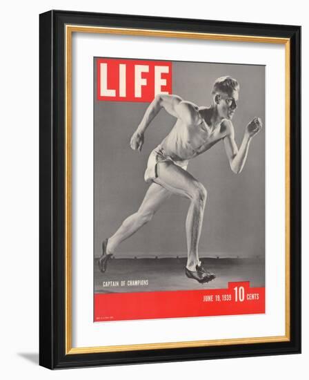 University of Southern California Track Star Payton Jordan Caught in Full Stride, June 19, 1939-Gjon Mili-Framed Photographic Print