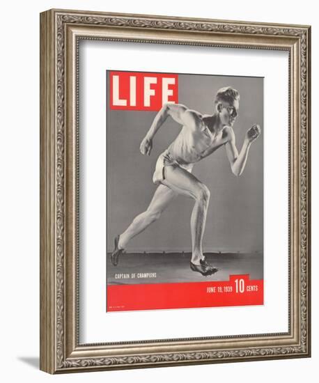 University of Southern California Track Star Payton Jordan Caught in Full Stride, June 19, 1939-Gjon Mili-Framed Photographic Print