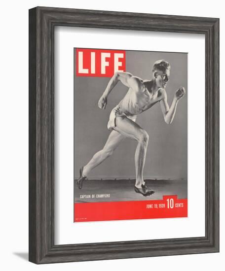 University of Southern California Track Star Payton Jordan Caught in Full Stride, June 19, 1939-Gjon Mili-Framed Photographic Print