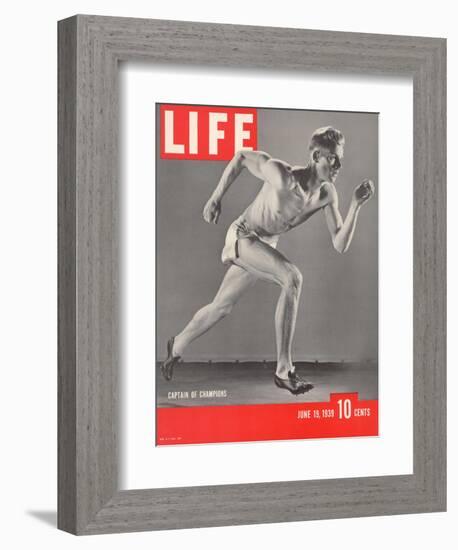 University of Southern California Track Star Payton Jordan Caught in Full Stride, June 19, 1939-Gjon Mili-Framed Photographic Print