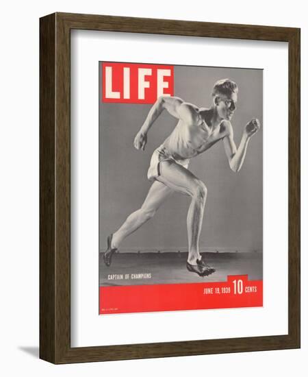 University of Southern California Track Star Payton Jordan Caught in Full Stride, June 19, 1939-Gjon Mili-Framed Photographic Print