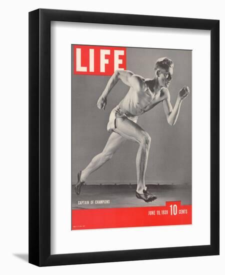 University of Southern California Track Star Payton Jordan Caught in Full Stride, June 19, 1939-Gjon Mili-Framed Photographic Print