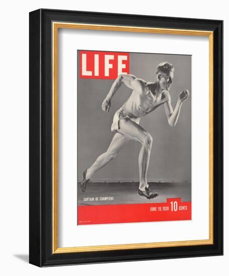 University of Southern California Track Star Payton Jordan Caught in Full Stride, June 19, 1939-Gjon Mili-Framed Photographic Print