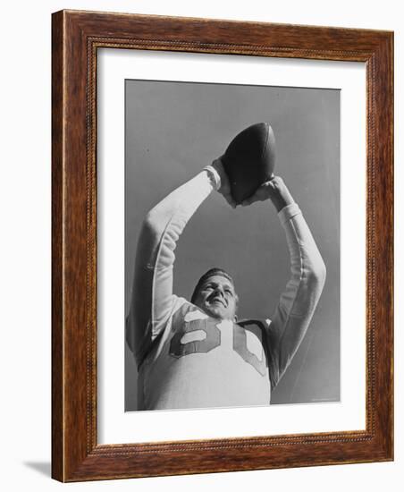 University of Texas Football Player Malcolm Kutner Holding the Ball-George Strock-Framed Photographic Print