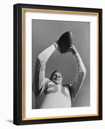 University of Texas Football Player Malcolm Kutner Holding the Ball-George Strock-Framed Photographic Print